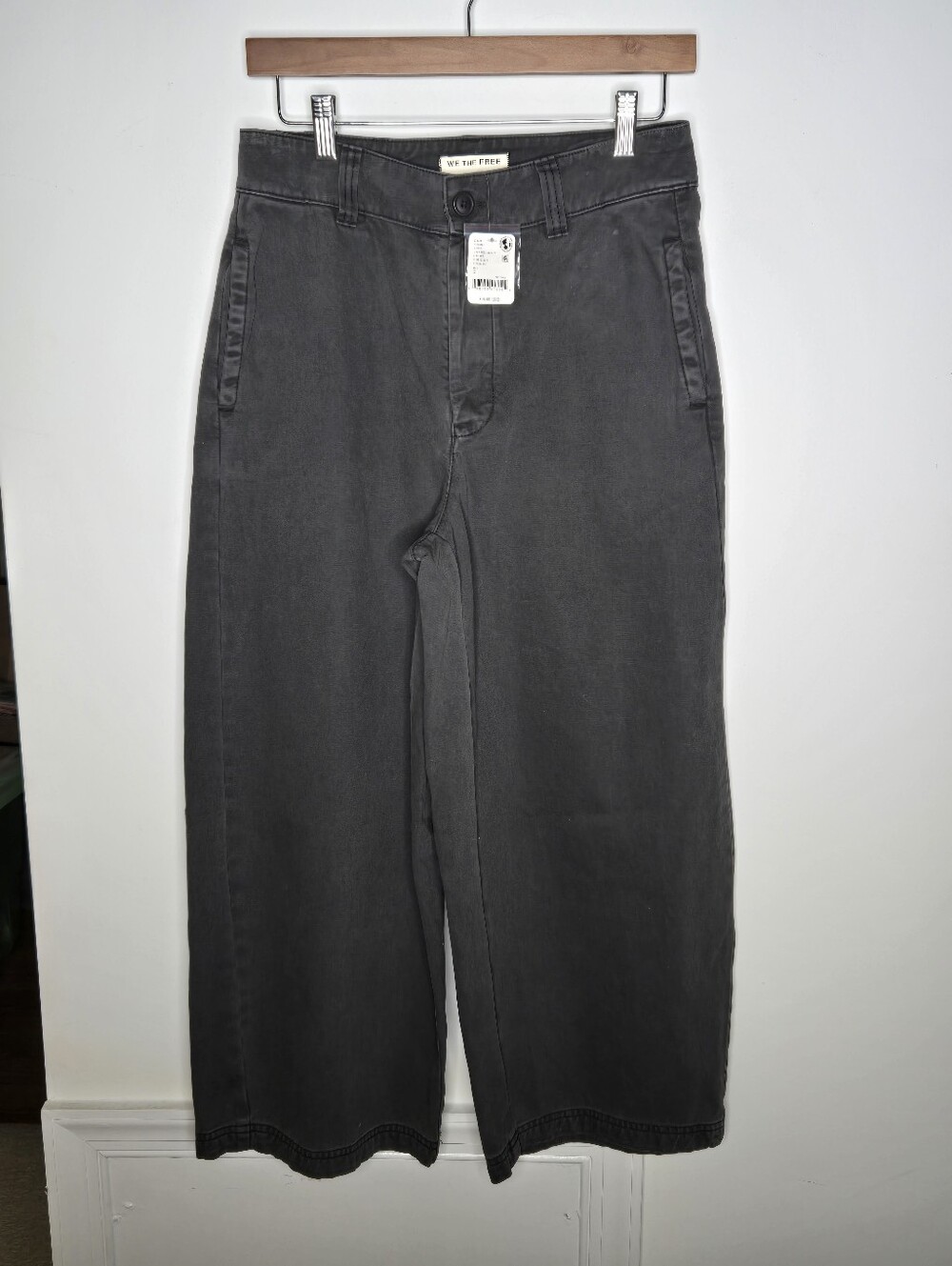 NWT Free People We The Free Lay Down Chino Trousers Wide Leg Faded Onyx Pants 6 - Picture 3 of 11